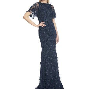 Theia Floor Length Gown Navy